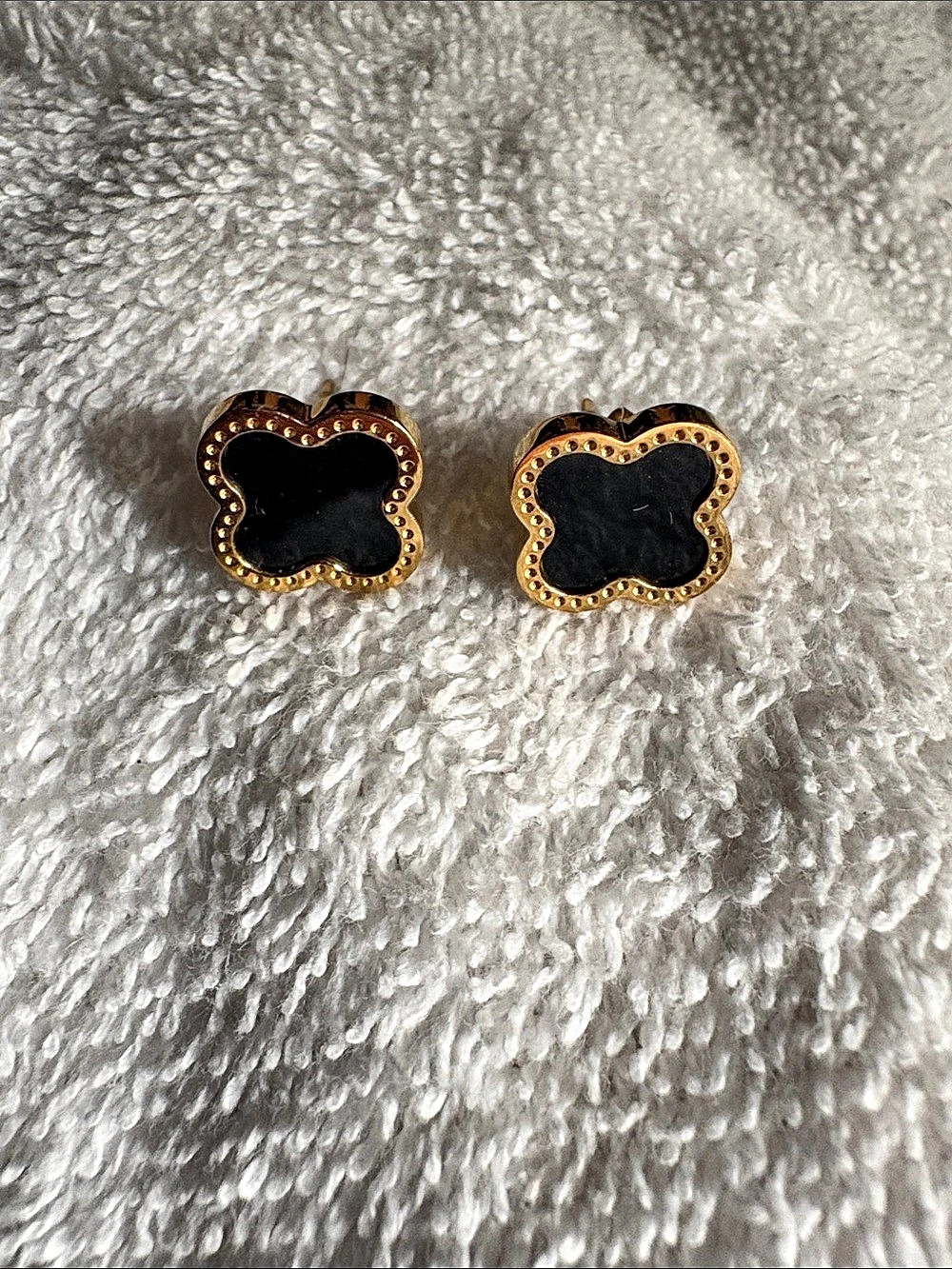 Black & Gold Stud Earrings New